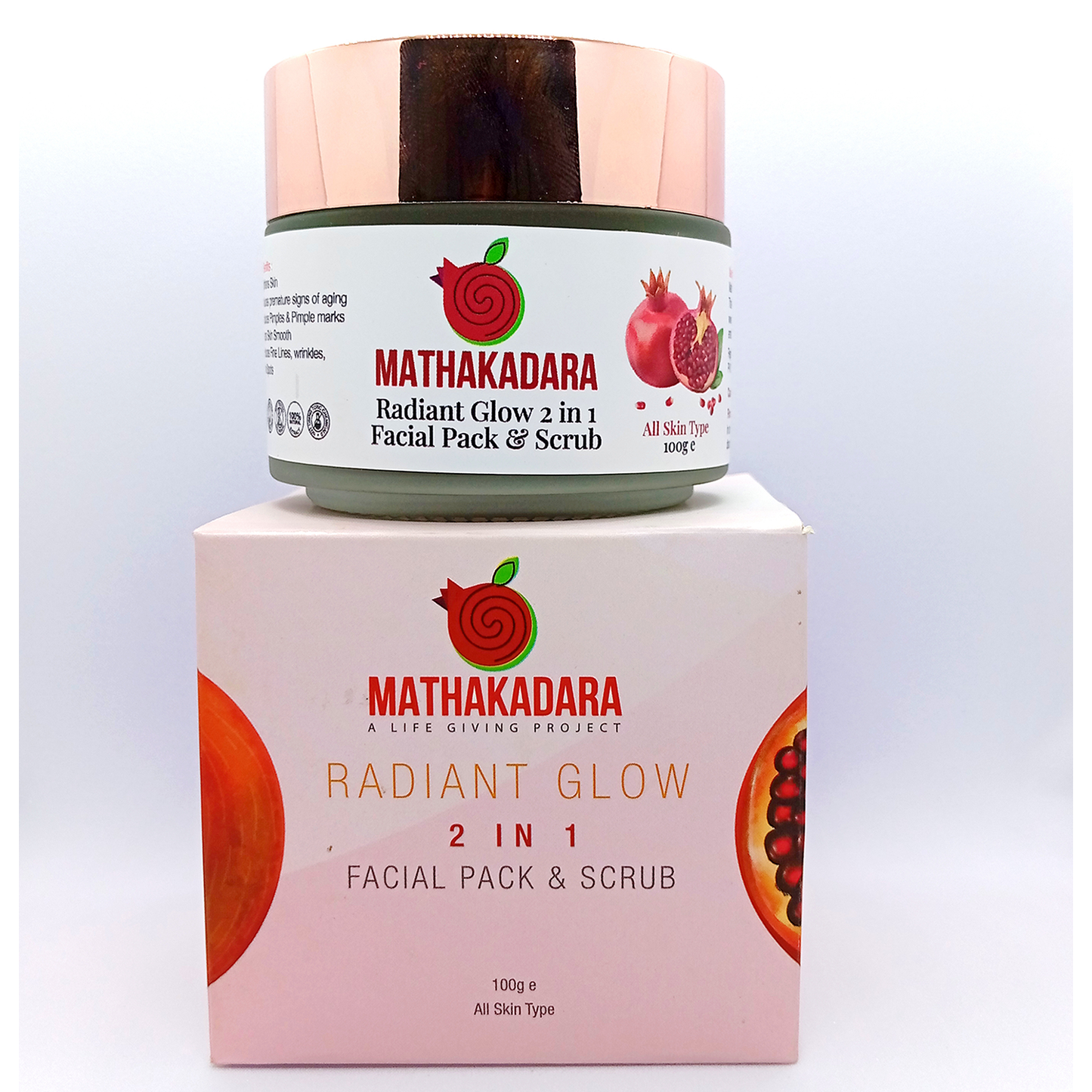 Radiant Glow  Anti Aging Pomegranate Face pack & Scrub